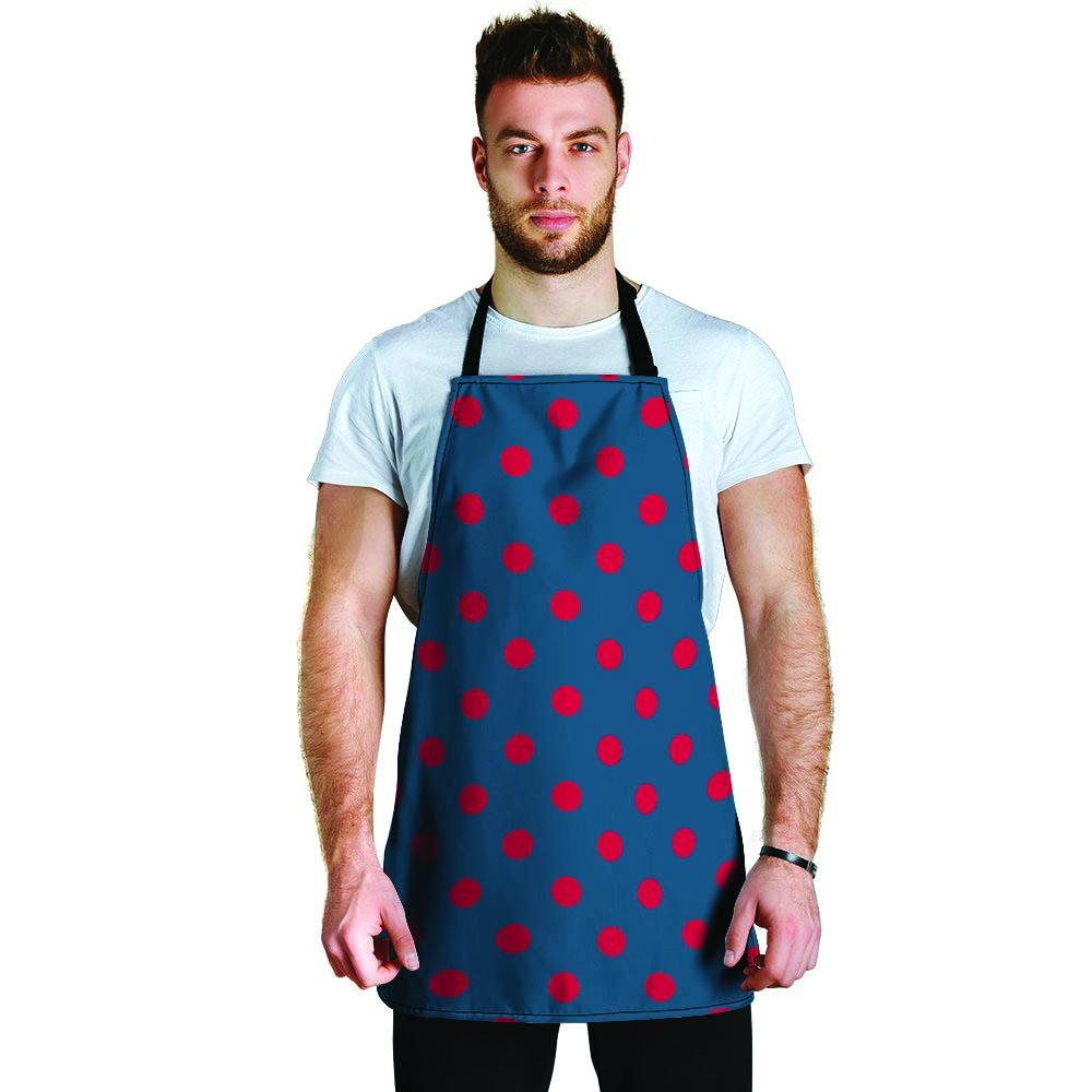 Navy Polka Dot Men's Apron-grizzshop