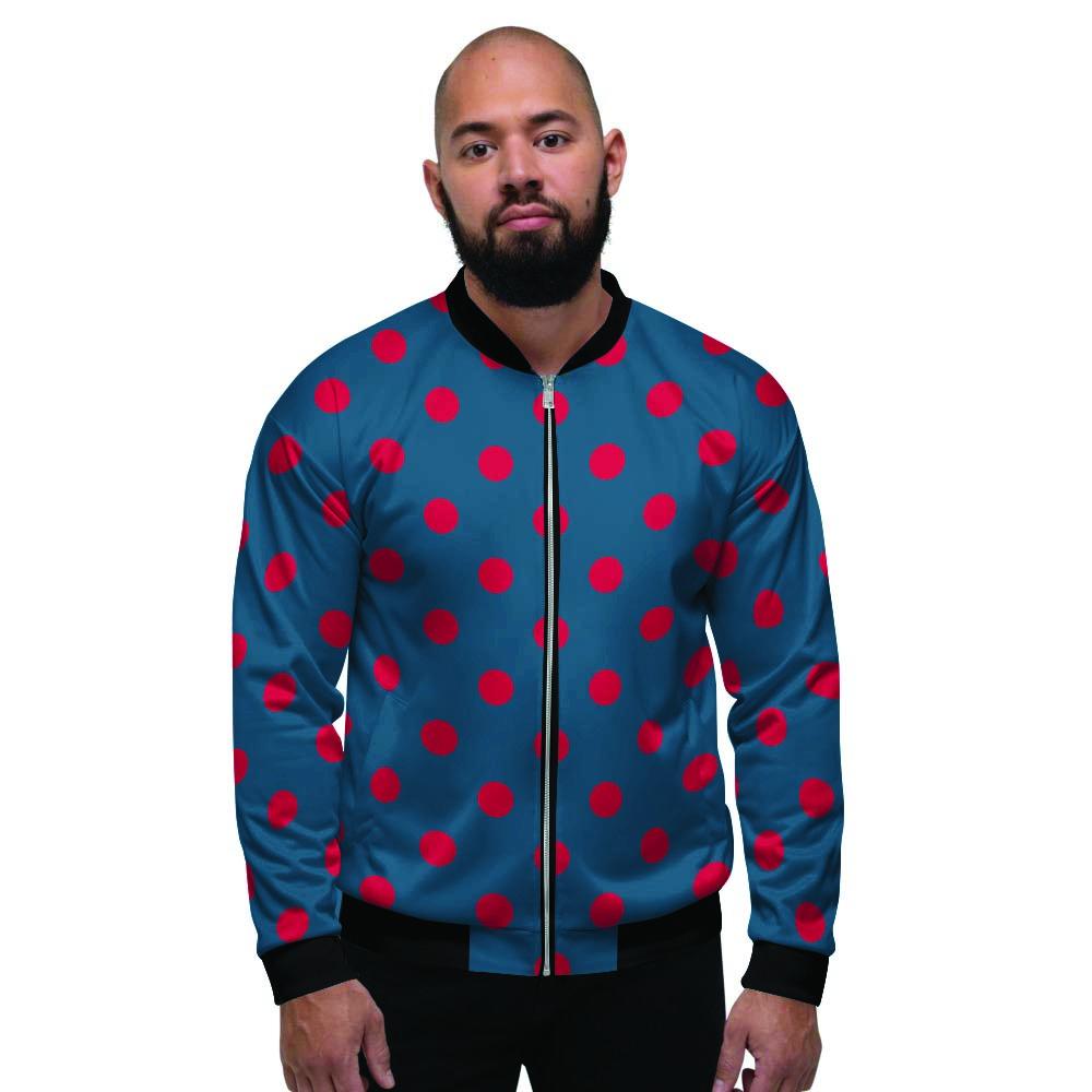 Navy Polka Dot Men's Bomber Jacket-grizzshop