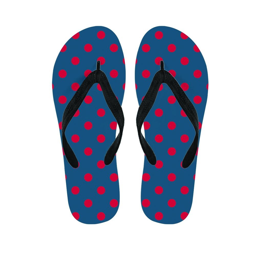 Navy Polka Dot Men's Flip Flops-grizzshop