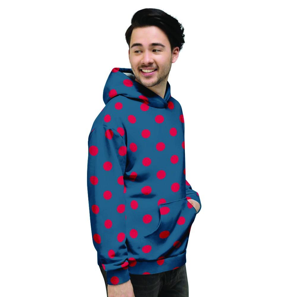 Navy Polka Dot Men's Hoodie-grizzshop