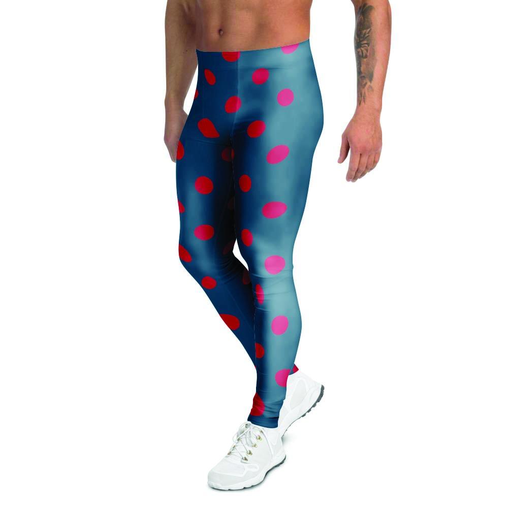 Navy Polka Dot Men's Leggings-grizzshop