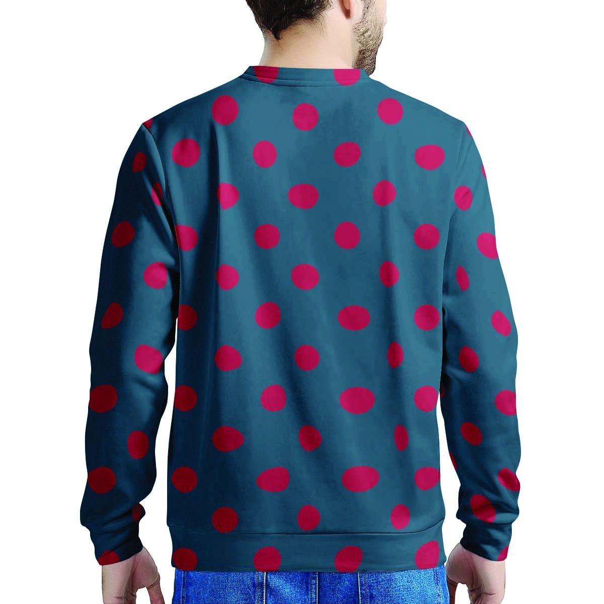 Navy Polka Dot Men's Sweatshirt-grizzshop