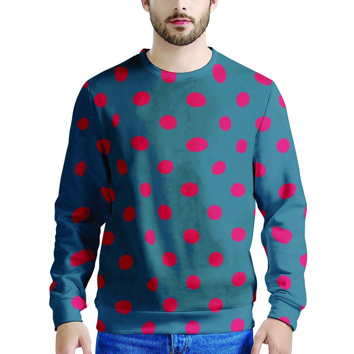 Navy Polka Dot Men's Sweatshirt-grizzshop