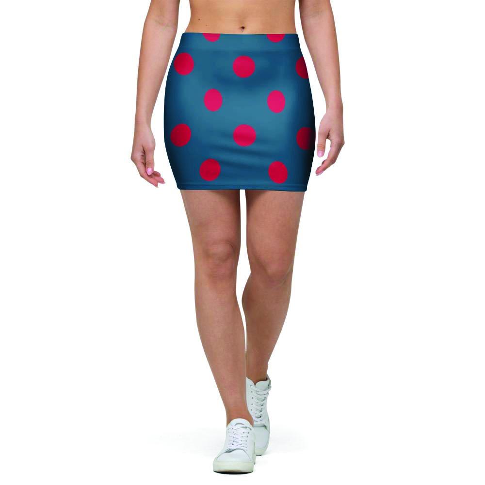 Navy Polka Dot Mini Skirt-grizzshop