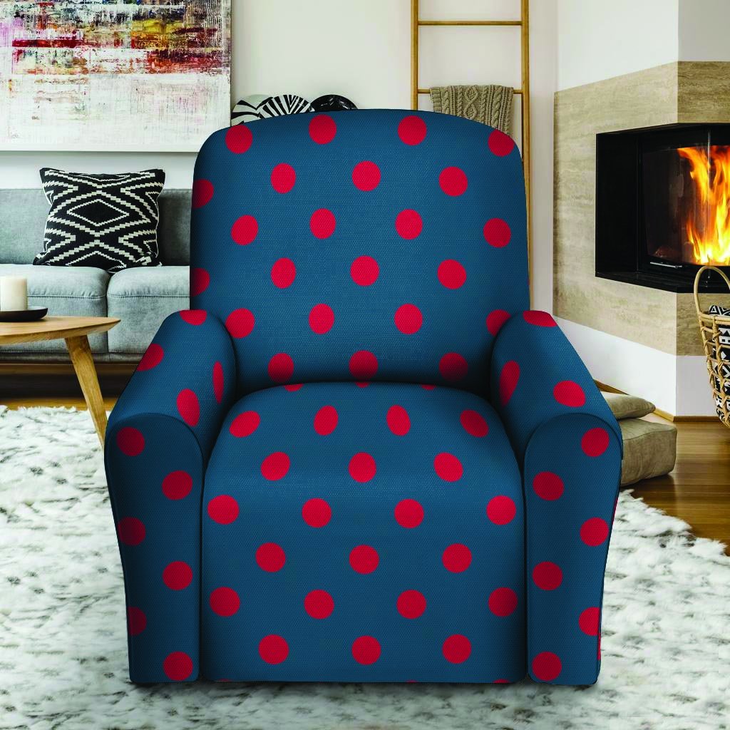 Navy Polka Dot Recliner Cover-grizzshop