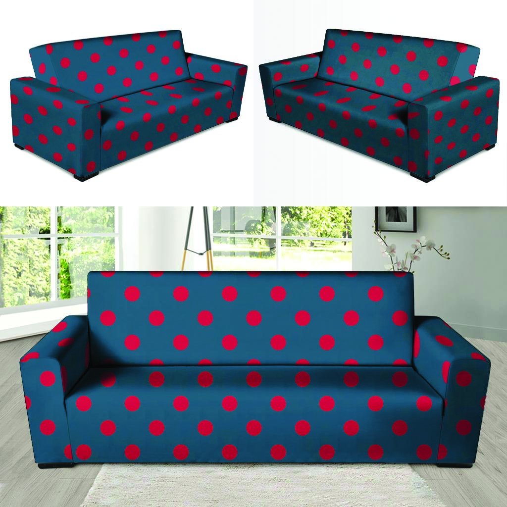 Navy Polka Dot Sofa Cover-grizzshop