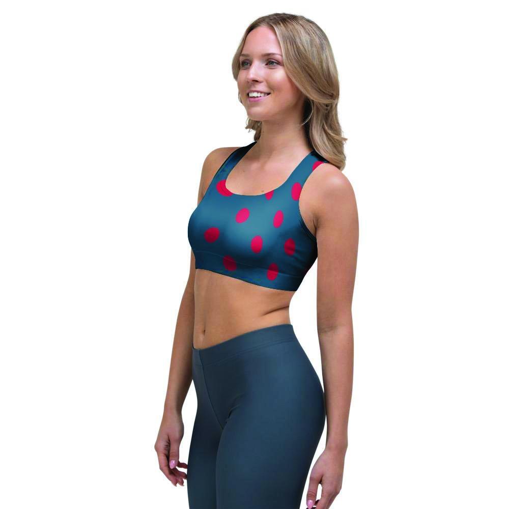 Navy Polka Dot Sports Bra-grizzshop