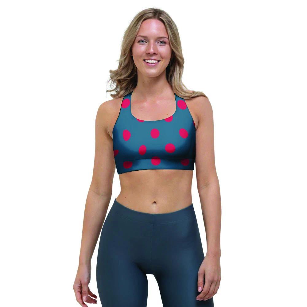 Navy Polka Dot Sports Bra-grizzshop