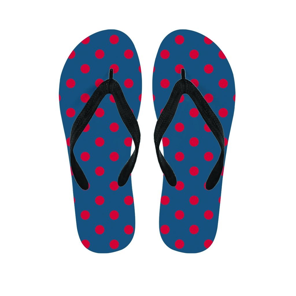 Navy Polka Dot Women's Flip Flops-grizzshop