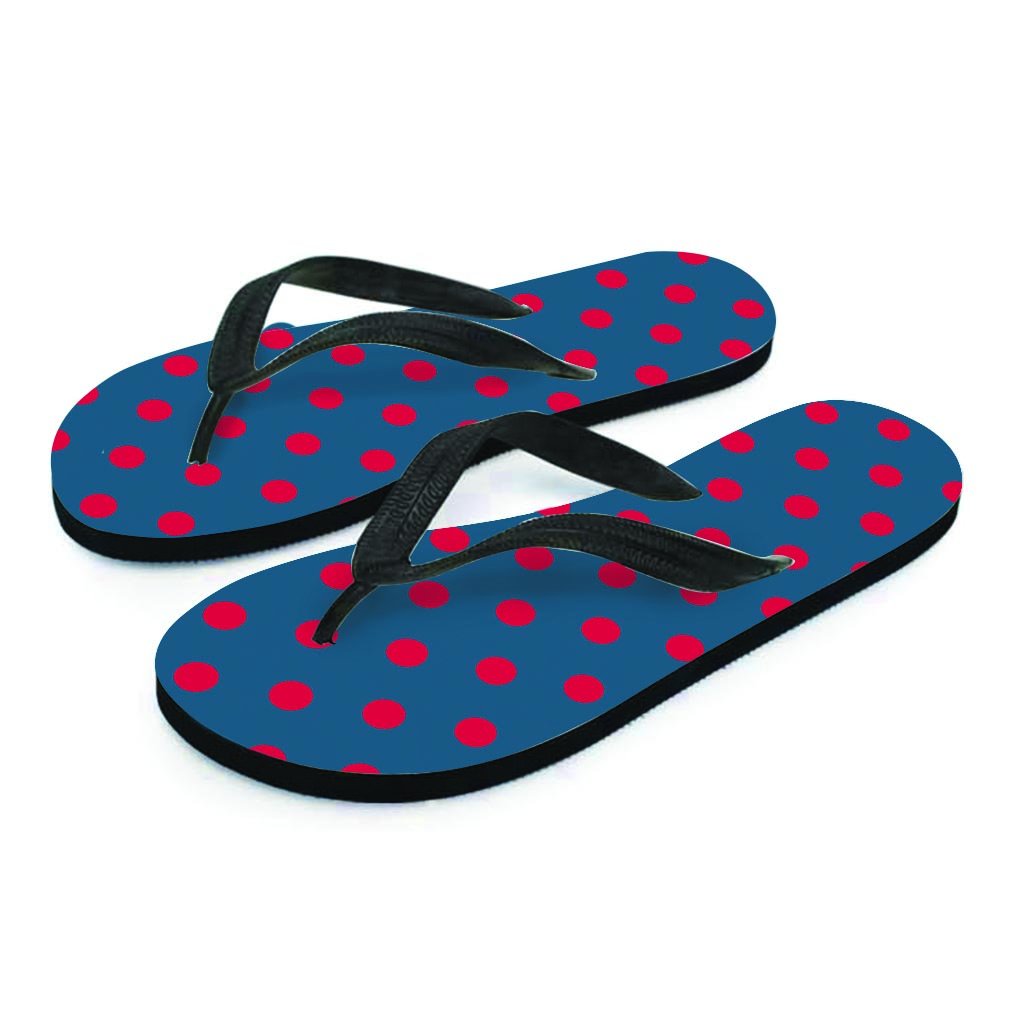 Navy Polka Dot Women's Flip Flops-grizzshop