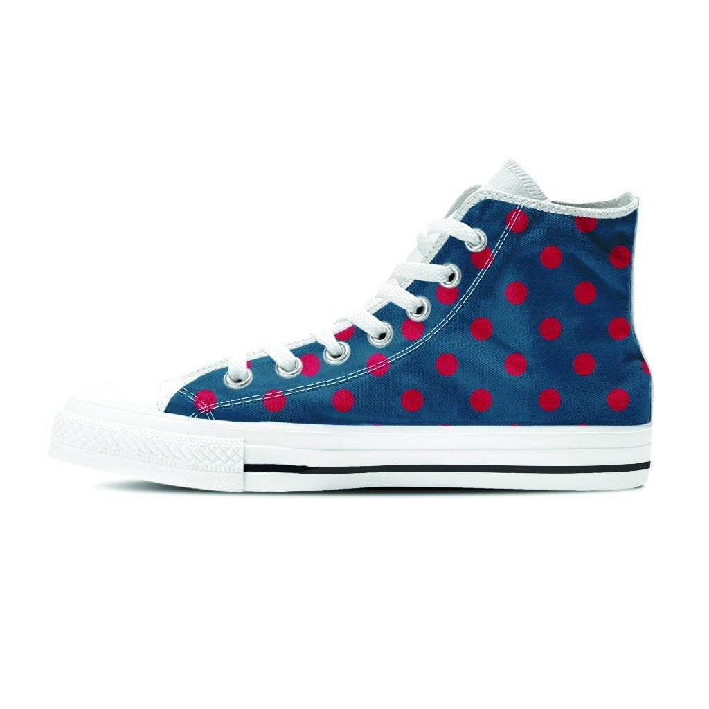 Navy Polka Dot Women's High Top Shoes-grizzshop