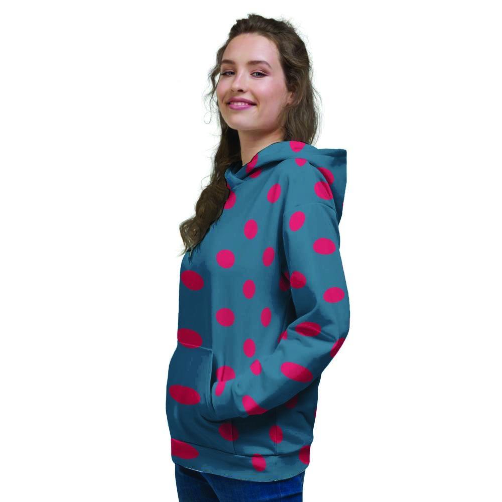 Navy Polka Dot Women's Hoodie-grizzshop