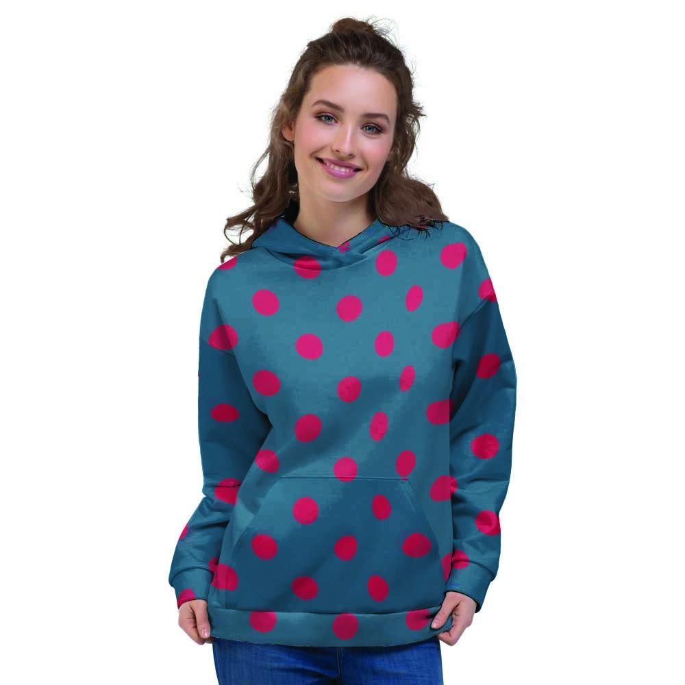 Navy Polka Dot Women's Hoodie-grizzshop