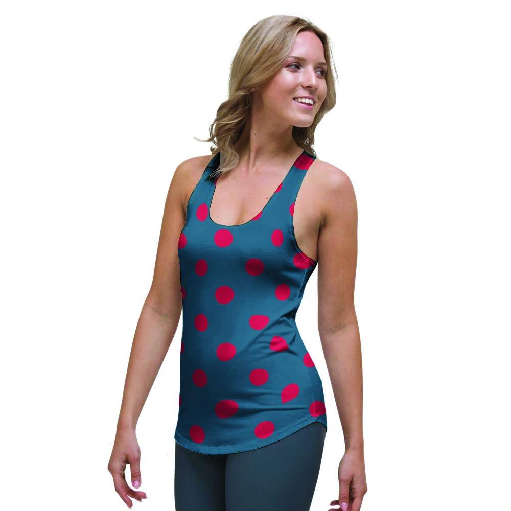 Navy Polka Dot Women's Racerback Tank Top-grizzshop