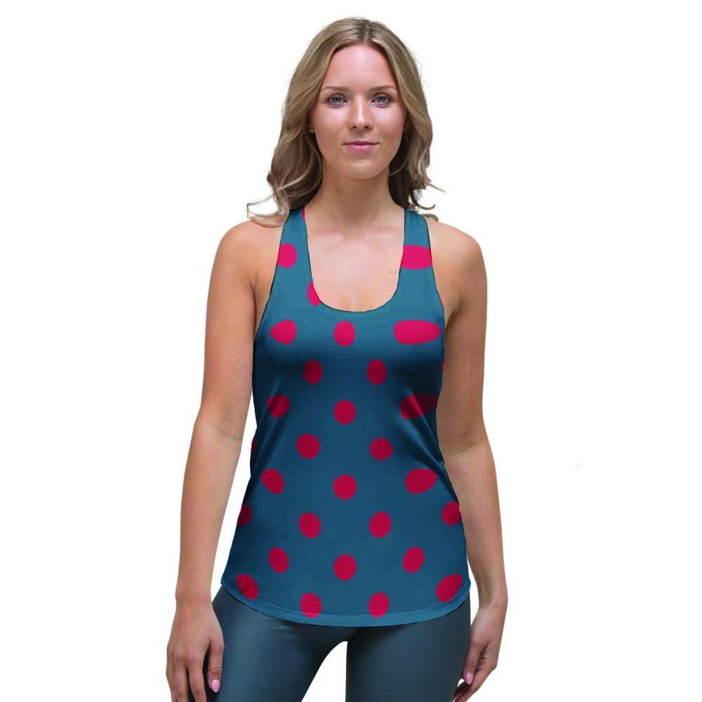 Navy Polka Dot Women's Racerback Tank Top-grizzshop