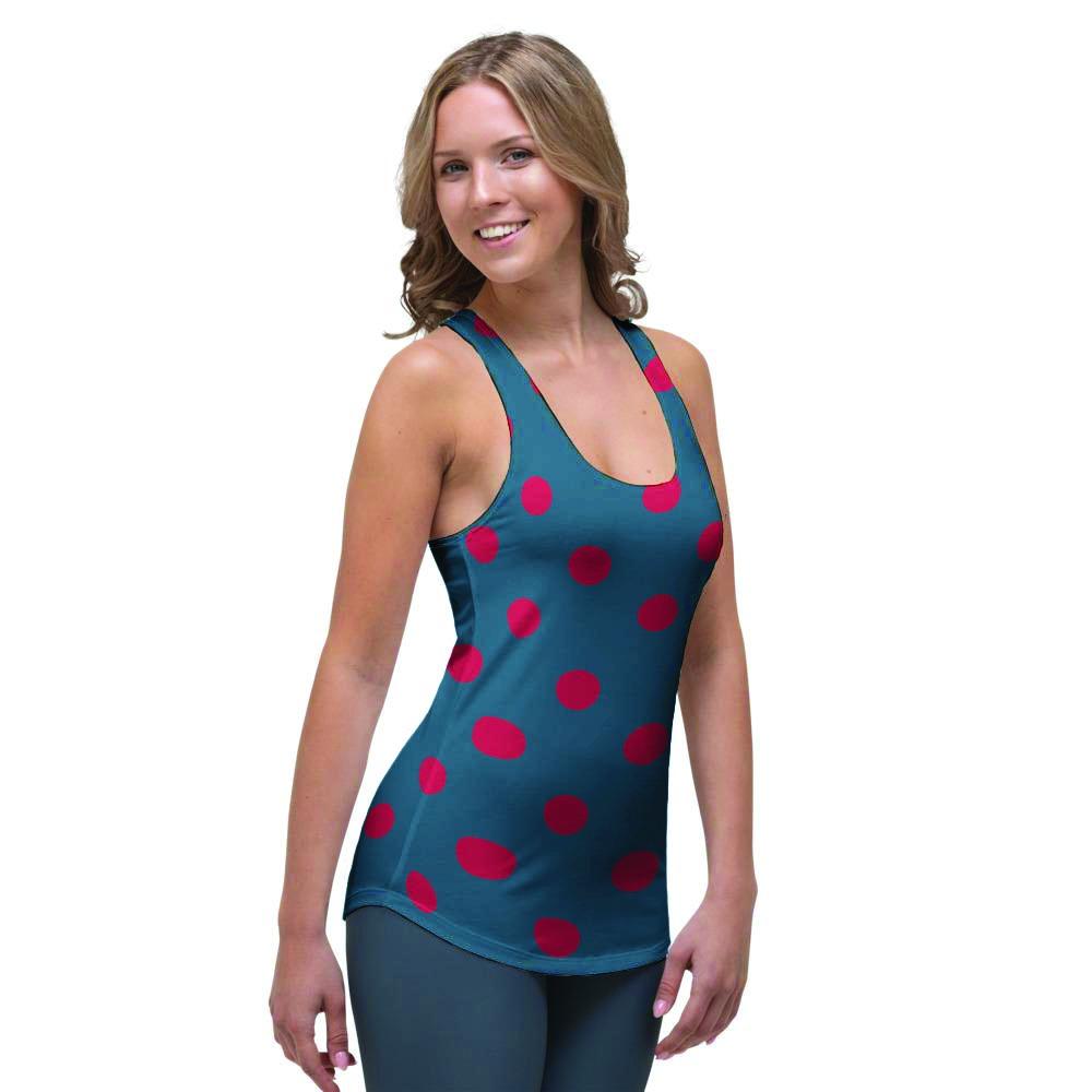 Navy Polka Dot Women's Racerback Tank Top-grizzshop