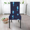 Navy Seahorse Pattern Print Chair Cover-grizzshop