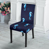 Navy Seahorse Pattern Print Chair Cover-grizzshop