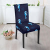 Navy Seahorse Pattern Print Chair Cover-grizzshop