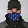 Navy Seahorse Pattern Print Face Mask-grizzshop