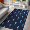 Navy Seahorse Pattern Print Floor Mat-grizzshop