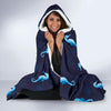 Navy Seahorse Pattern Print Hooded Blanket-grizzshop