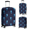 Navy Seahorse Pattern Print Luggage Cover Protector-grizzshop