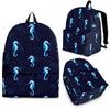 Navy Seahorse Pattern Print Premium Backpack-grizzshop