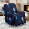 Navy Seahorse Pattern Print Recliner Cover-grizzshop