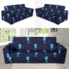 Navy Seahorse Pattern Print Sofa Covers-grizzshop