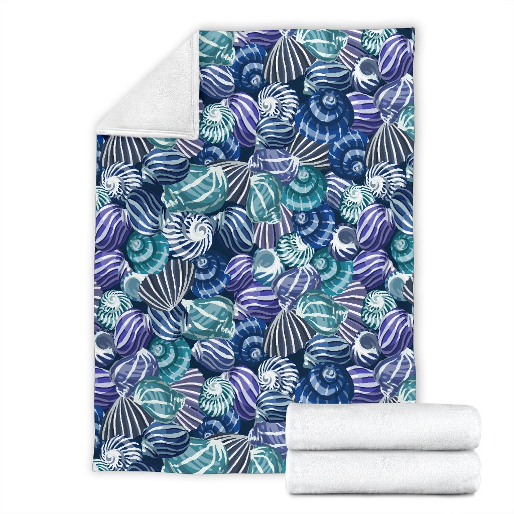 Navy Snail Pattern Print Blanket-grizzshop