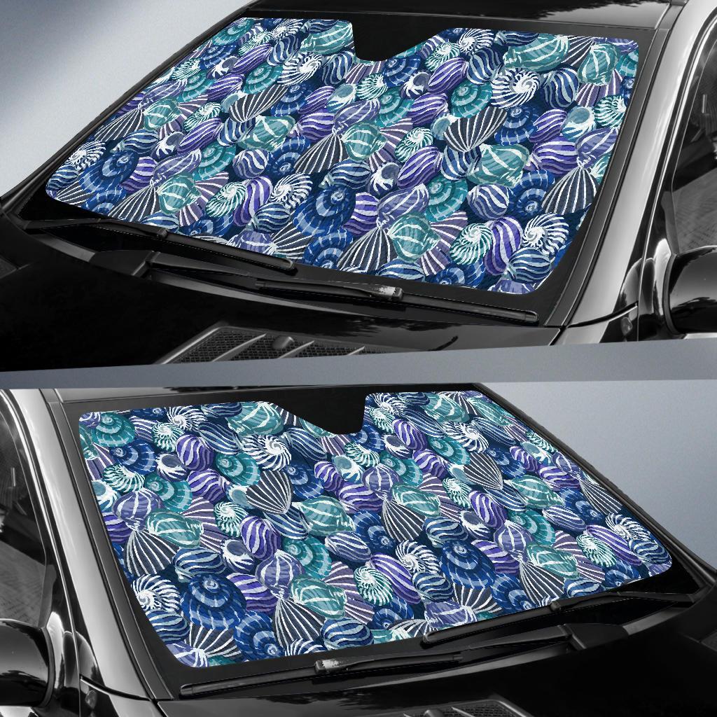 Navy Snail Pattern Print Car Sun Shade-grizzshop