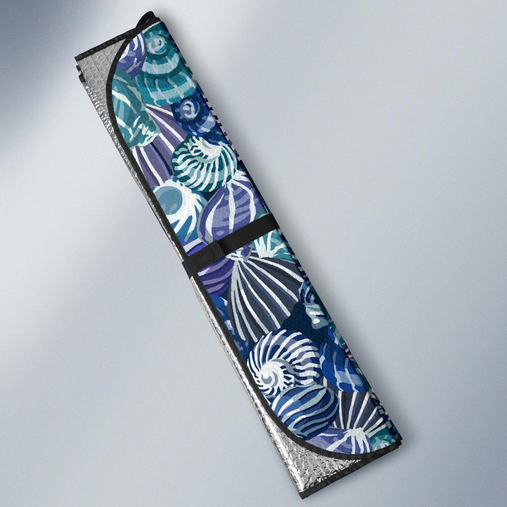 Navy Snail Pattern Print Car Sun Shade-grizzshop