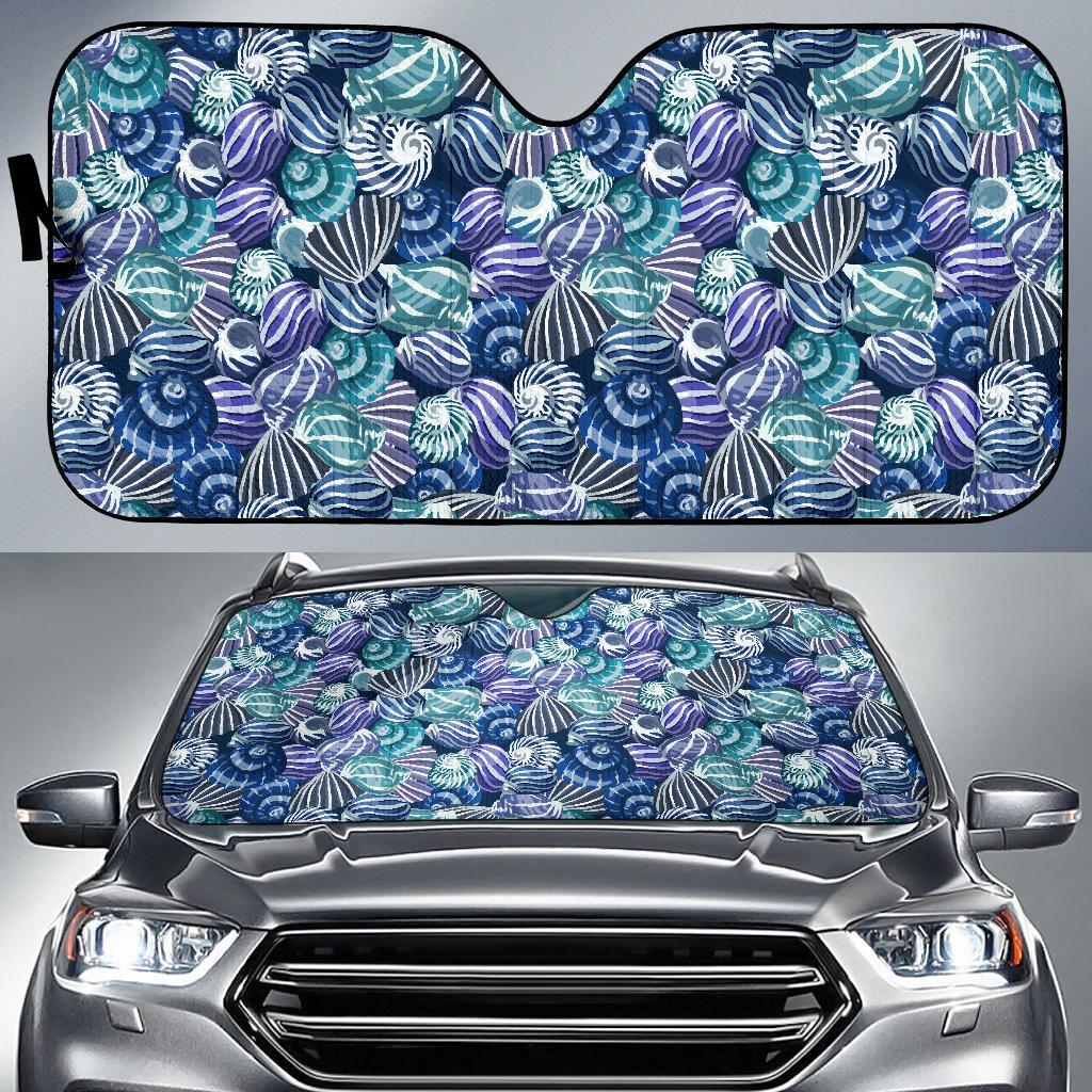Navy Snail Pattern Print Car Sun Shade-grizzshop
