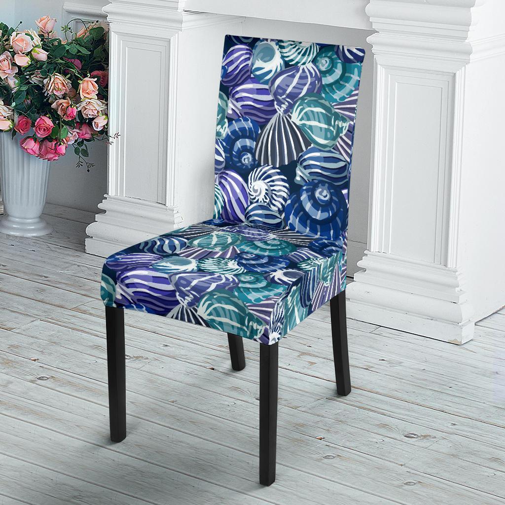 Navy Snail Pattern Print Chair Cover-grizzshop