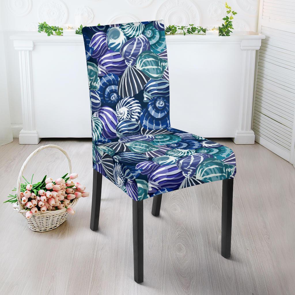 Navy Snail Pattern Print Chair Cover-grizzshop