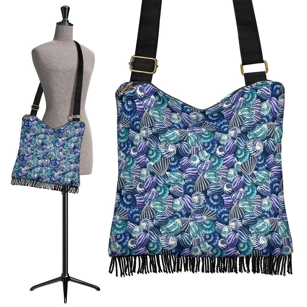 Navy Snail Pattern Print Crossbody Bags-grizzshop