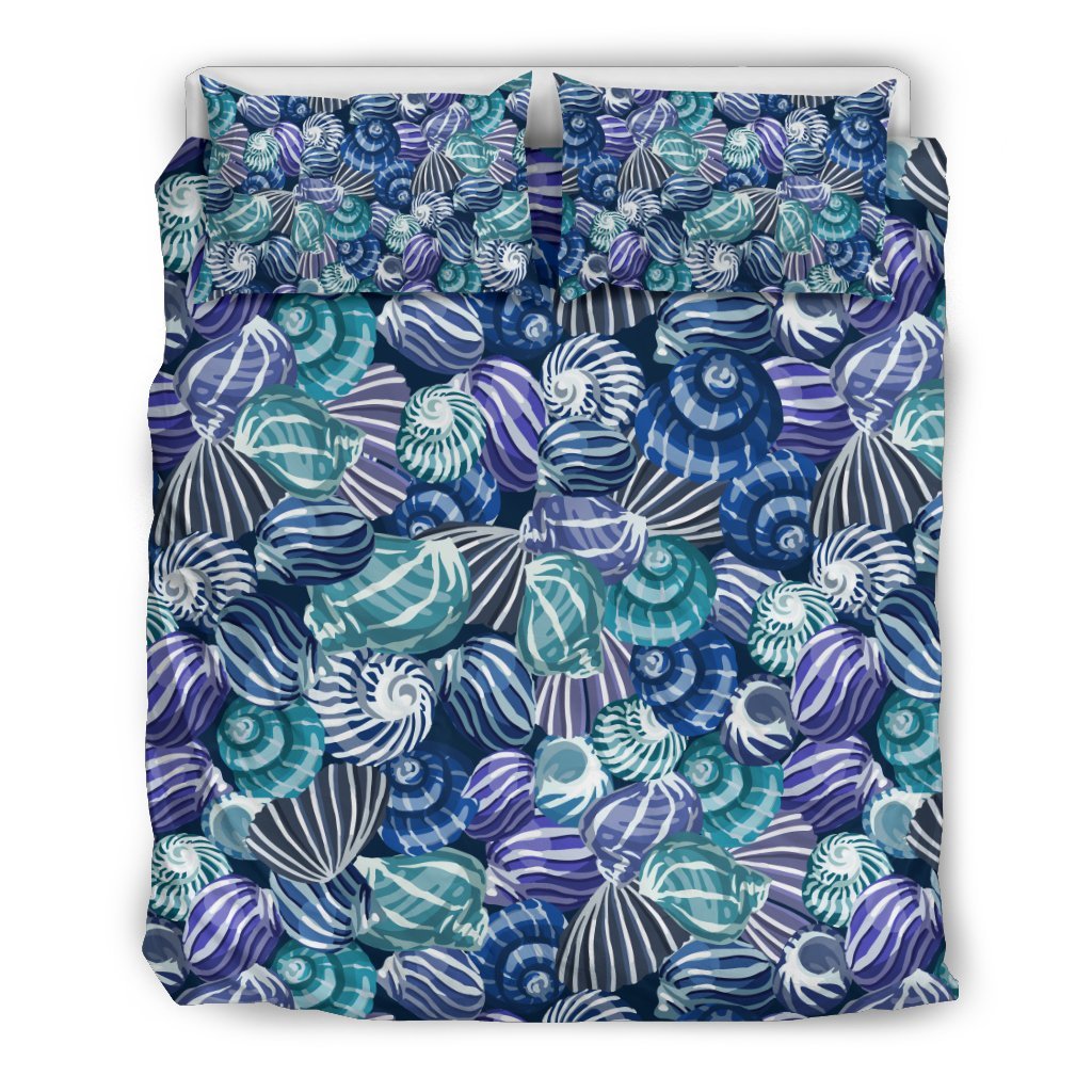 Navy Snail Pattern Print Duvet Cover Bedding Set-grizzshop