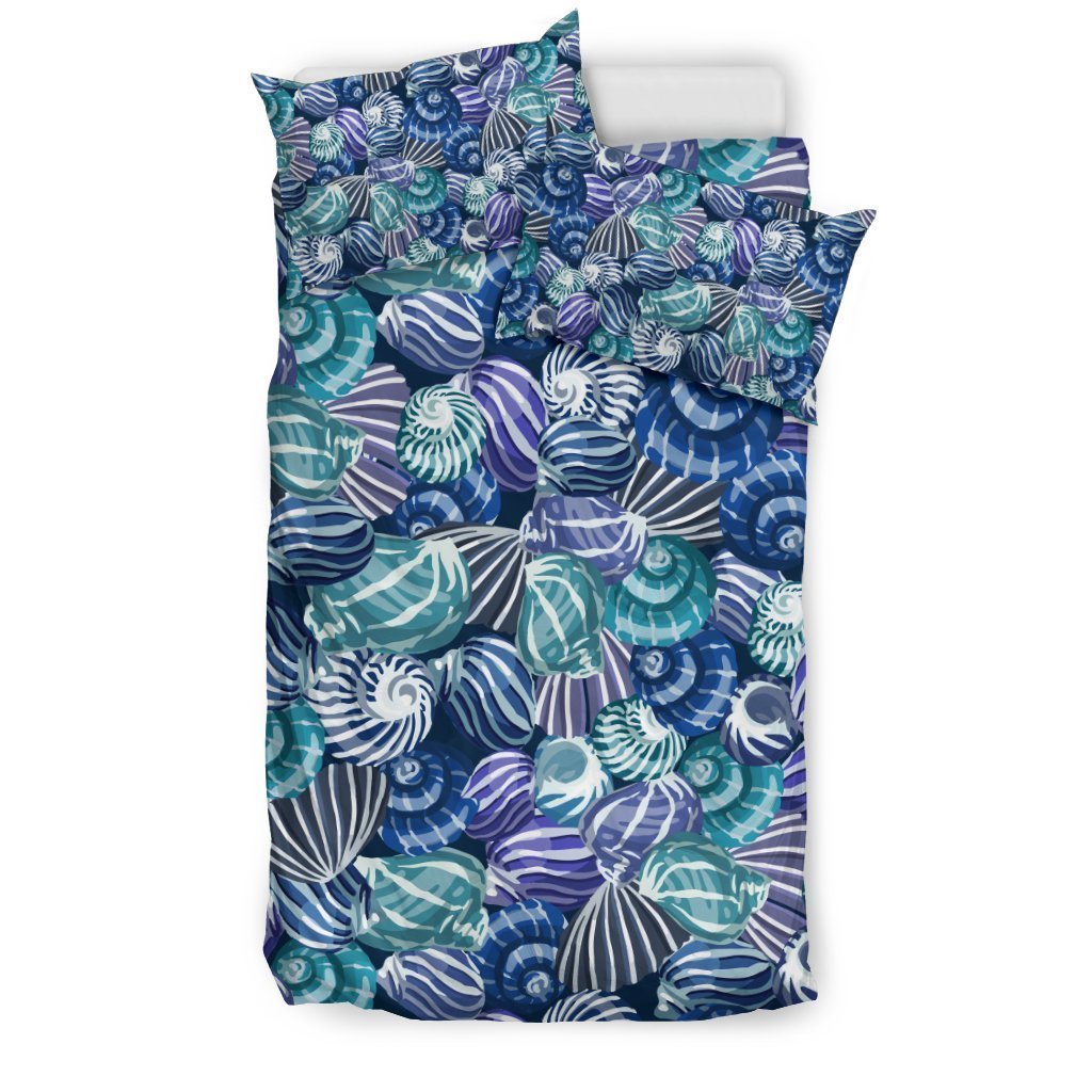 Navy Snail Pattern Print Duvet Cover Bedding Set-grizzshop