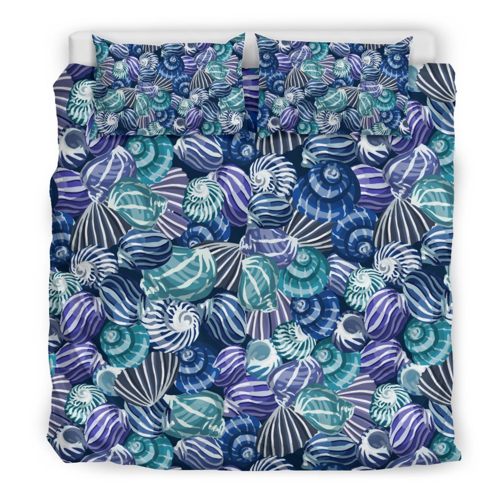 Navy Snail Pattern Print Duvet Cover Bedding Set-grizzshop