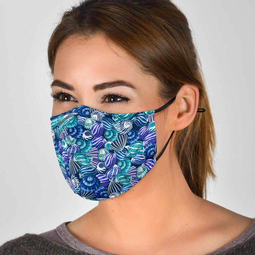 Navy Snail Pattern Print Face Mask-grizzshop