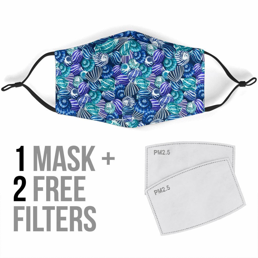 Navy Snail Pattern Print Face Mask-grizzshop