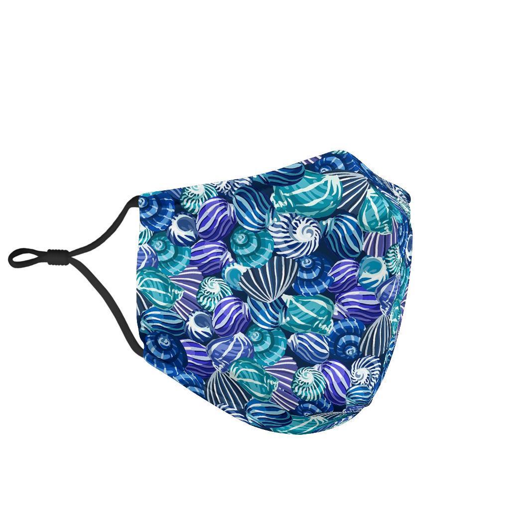 Navy Snail Pattern Print Face Mask-grizzshop