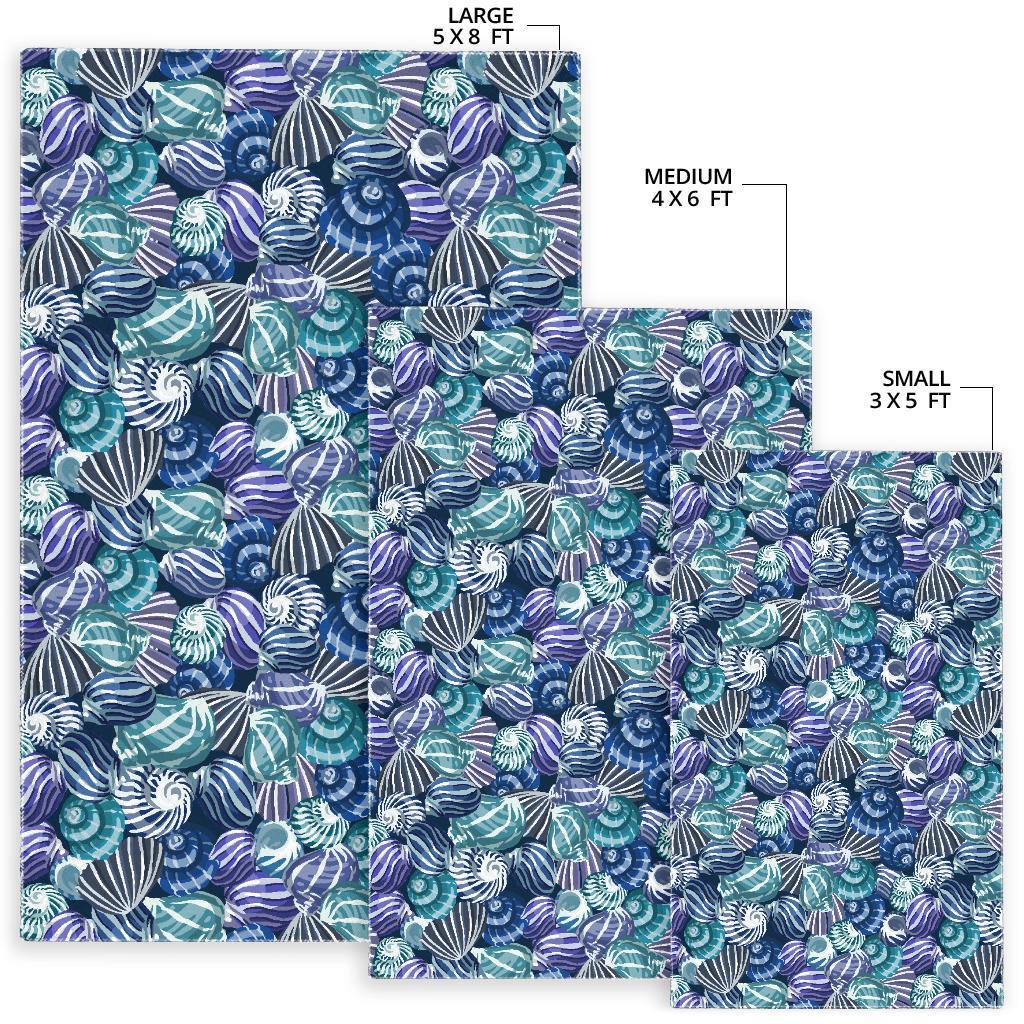 Navy Snail Pattern Print Floor Mat-grizzshop