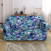 Navy Snail Pattern Print Loveseat Cover-grizzshop