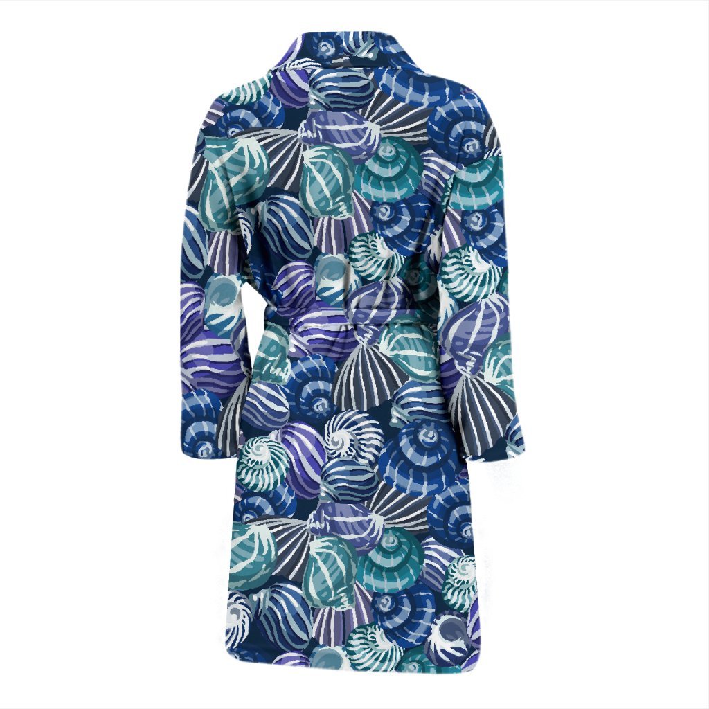 Navy Snail Pattern Print Men Long Robe-grizzshop