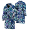 Navy Snail Pattern Print Men Long Robe-grizzshop