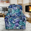 Navy Snail Pattern Print Recliner Cover-grizzshop