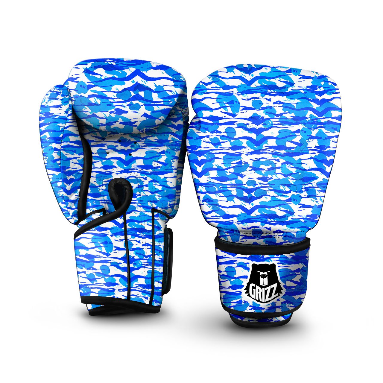Navy Tiger Stripe Camouflage Seamless Print Pattern Boxing Gloves-grizzshop