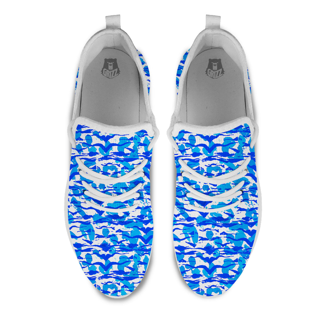 Navy Tiger Stripe Camouflage Seamless Print Pattern White Athletic Shoes-grizzshop